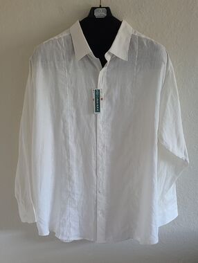 Cubavera Men's White Linen Button-Down Shirt. Size 3X. NWT.